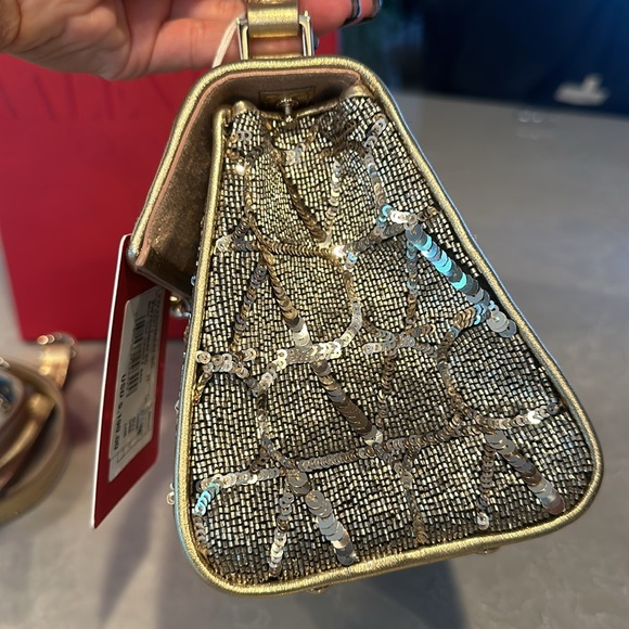 Valentino Garavani Vsling iconograph V logo sequin top handle crossbody bag NIB - Picture 5 of 14